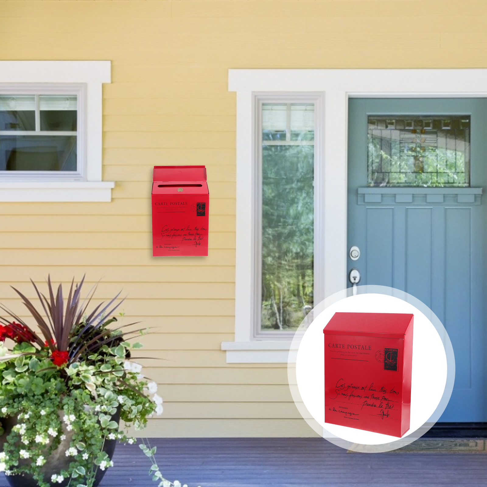 Vintage Mailbox Lockable Mail Box Suggestion Box Retro Wall Mounted Mailbox: Red