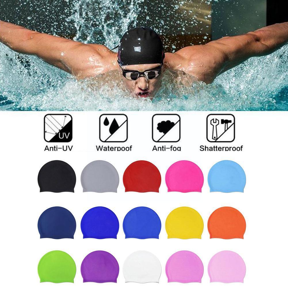 1pcs Silicone Swimming Cap Practical Waterproof Swim Hat Hair Swim Female Swiming Caps Accessories Long Ear Tool T0h2