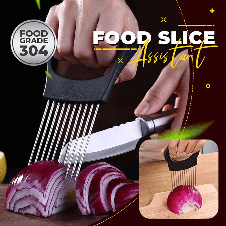 Voedsel Slice Assistent Groente Houder Rvs Ui Snijder Ui Chop Fruit Groenten Cutter Slicer Tomaat Cutter Mes