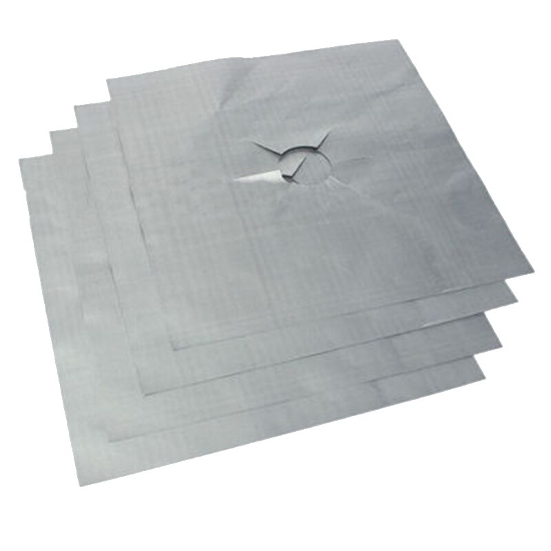1/2/4Pc Kachel Protector Cover Liner Gasfornuis Protector Gasfornuis Kookplaat Brander Protector Keuken Accessoires mat Fornuis Cover: 4pcs Silver