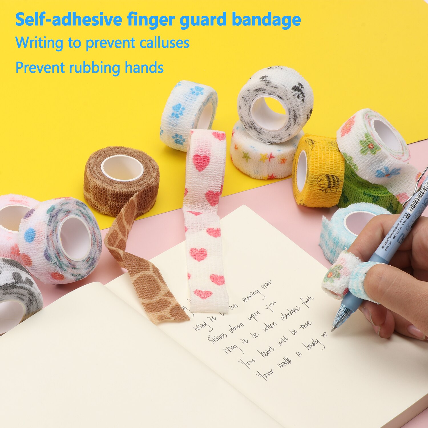 12 Rolls Self Adhesive Wrap Bandage Non-Woven Stretch Cohesive Tape Bandage Wrap for Person or Pet Cat Dog Sports Or Writing