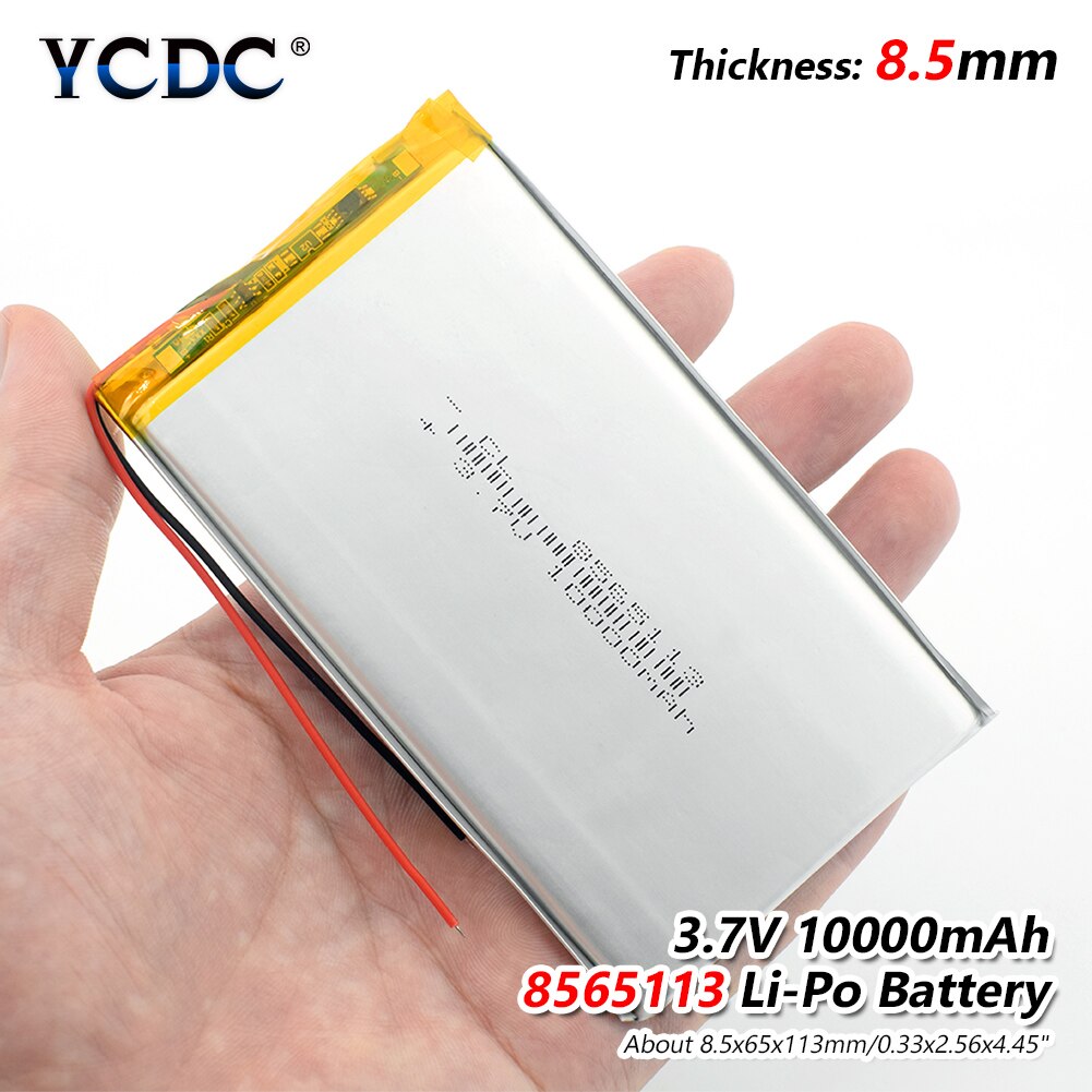 3.7V polymer lithium battery 10000mah 8565113 mobile power charging treasure DIY rechargeable For MP4 GPS Tablet MID Power Bank