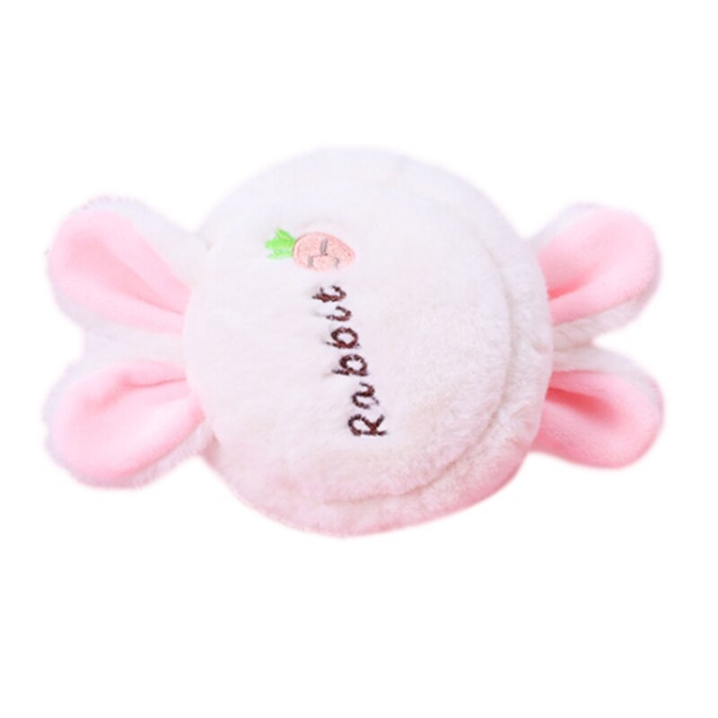 Pom Poms Ear Warm Rabbit Ear Earmuffs Headband Soft Fluffy Earcap Cute Earmuffs LX9E: Rabbit white