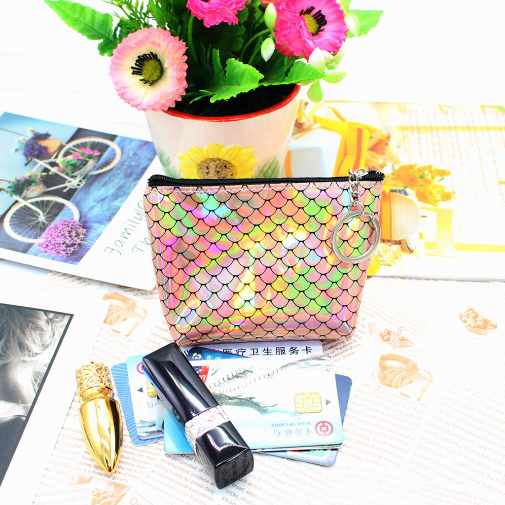 2019New fermeture éclair femmes fille impression fleur collations porte-monnaie portefeuille sac changement porte-clés avec poche