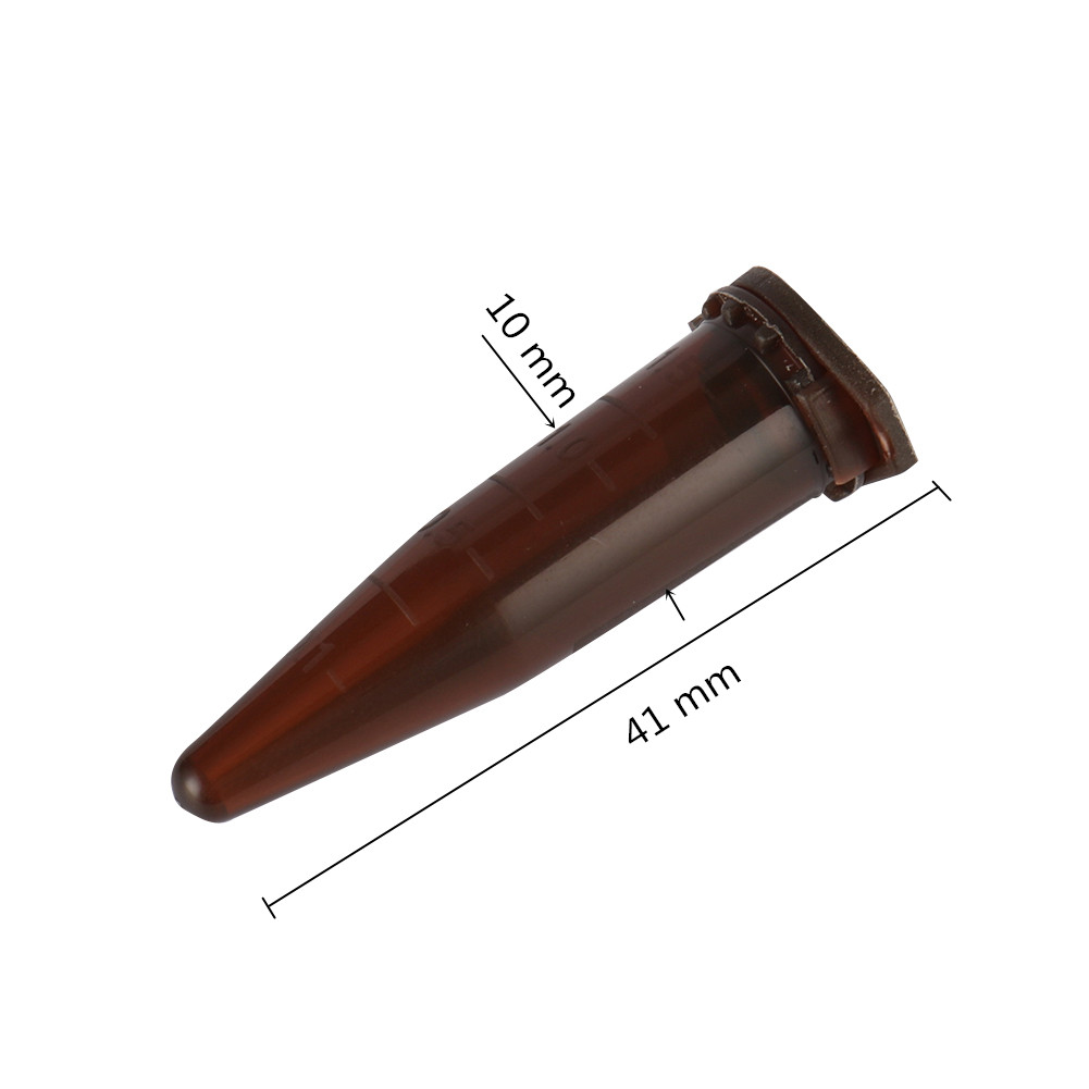 Brown Plastic Centrifugal Test Tube 1.5ml Snap Cap Cone Bottom Centrifugal Vial Laboratory Analysis Sample Test Tube 50Pcs