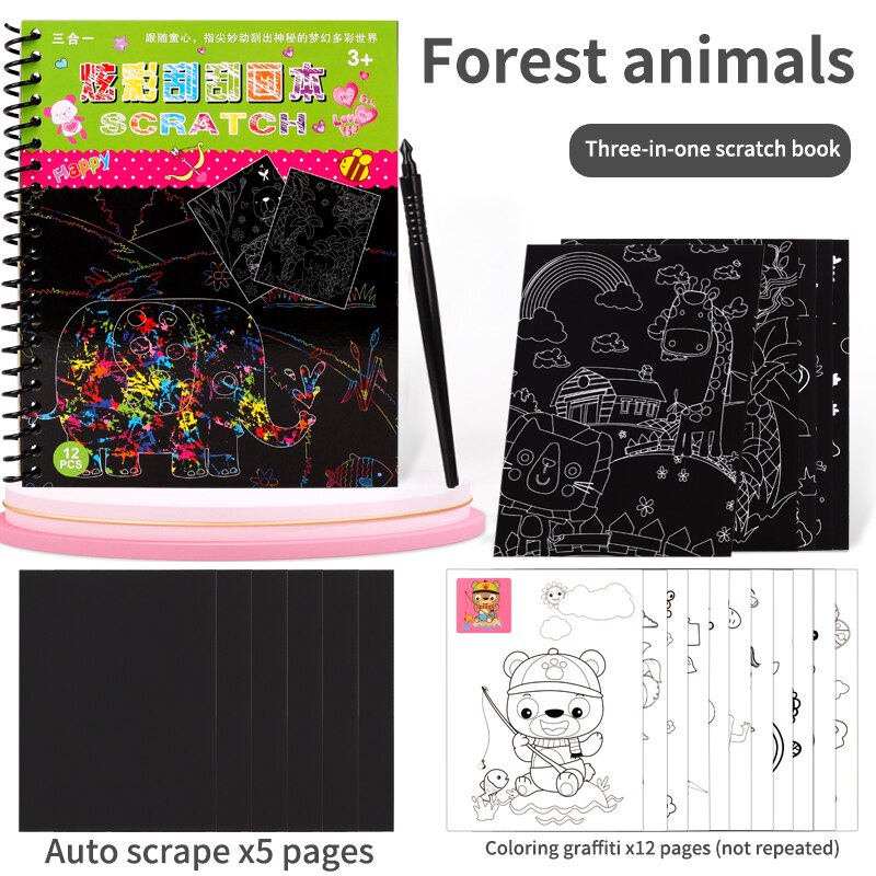 Una varietà di stili Magic Rainbow Art Paper Card set up graffiti template disegno stick fai da te arte pittura giocattoli palestra per bambini: Forest animal