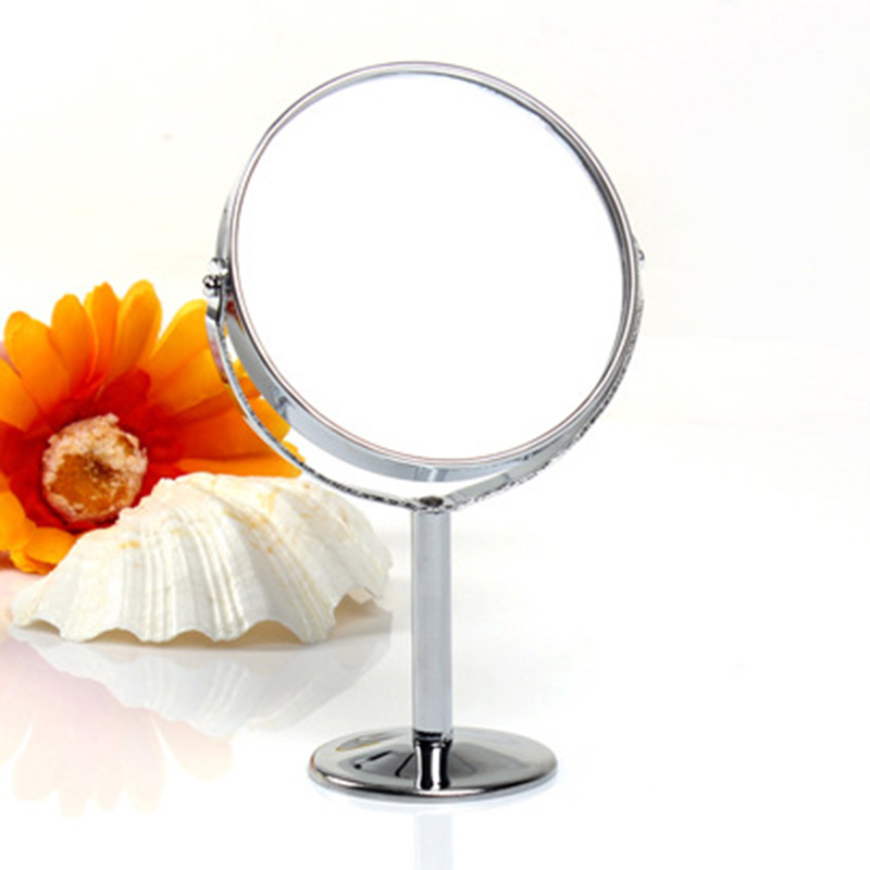 Holdbart dobbeltsidet klart makeup spejl normal stand forstørrelsesglas rund form metal hd kosmetisk spejl til: 01 rund form