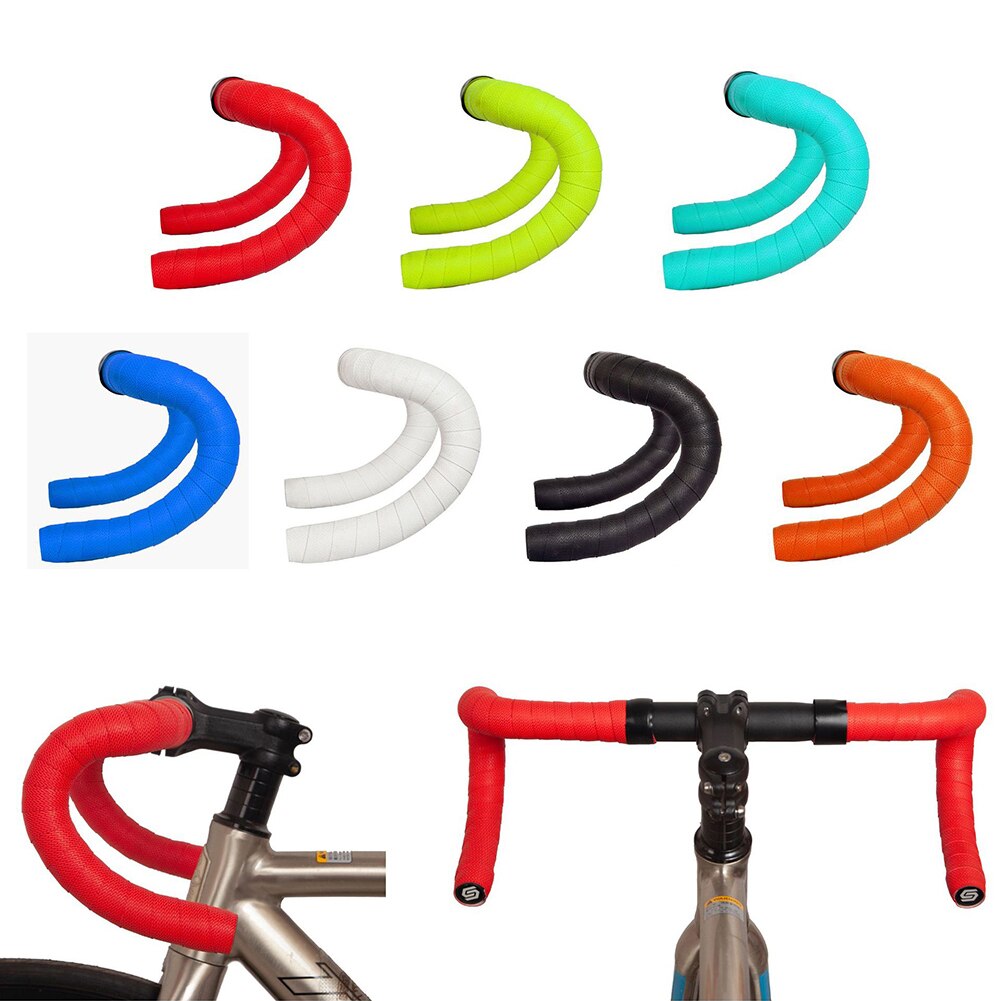 Bicycle Handlebar Tape PU EVA Road Non-Slip Grip Wrap Bike Handlebar Straps With Shock Reducing Foam/2 Bar Plug