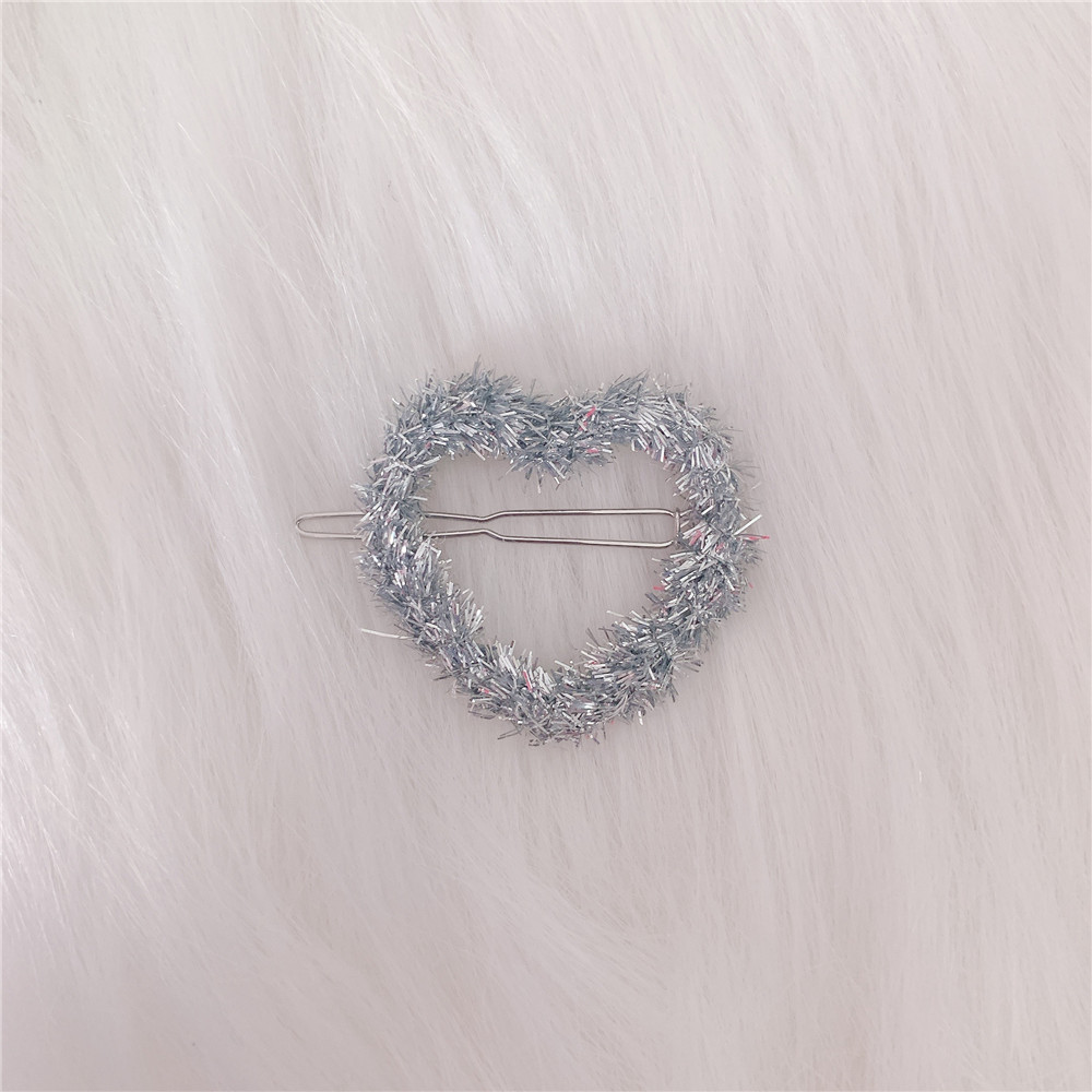 Kolorowe pluszowe niewypełnione serce Out spinki do włosów dla kobiet dziewczyna śliczne Harajuku Vintage akcesoria do włosów prezenty oświadczenie Trendy biżuteria: silver color