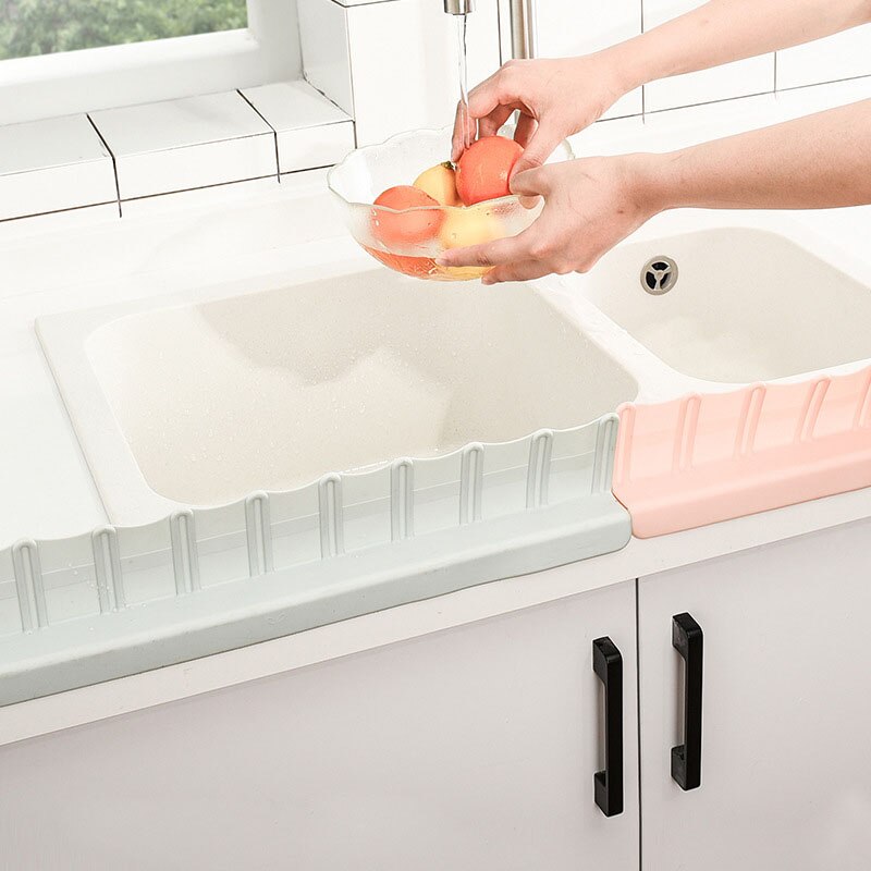 Kitchen Sink Splash Guard Water Barrier Baffle Board Washable & Reusable Suction Installation for Island Sink Bathroom TB