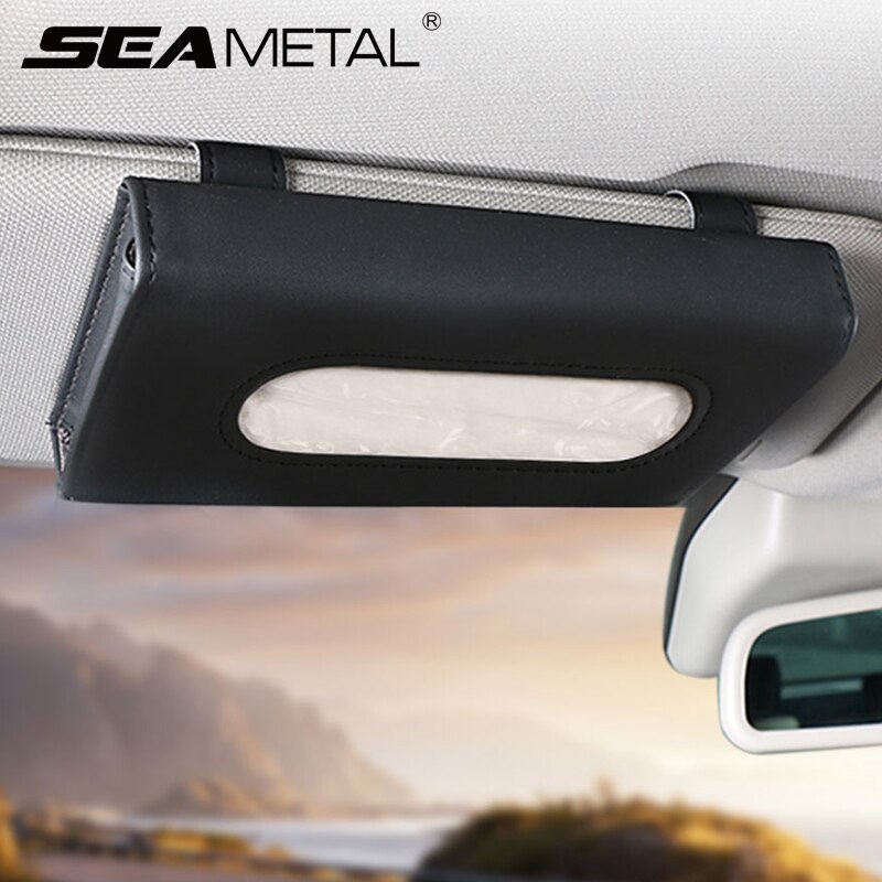 Artificial Leather Car Tissue Bag Hanging Napkin Case Universal Auto Sun Visor Paper Towel Holder Sunshade Tissue Box Accessori