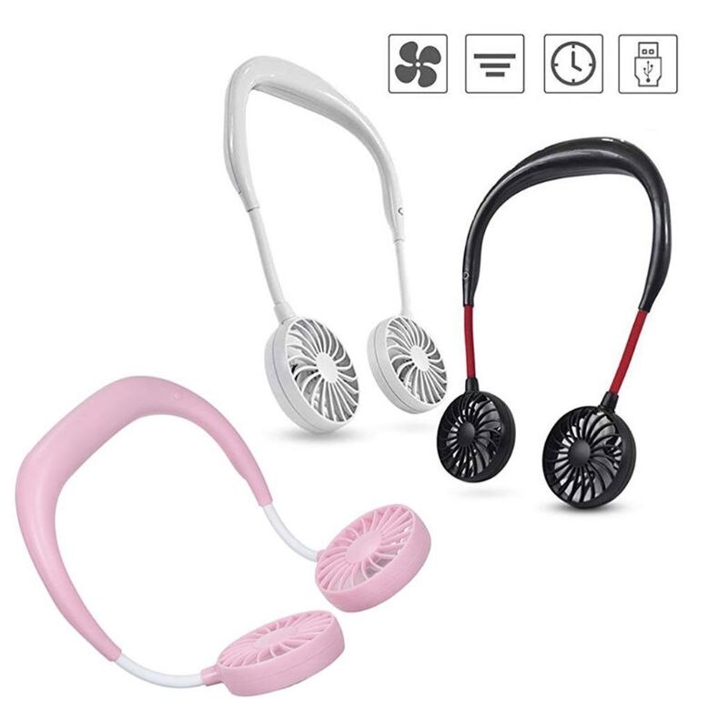 Hände-freies Nacken Band Hände-Freies Hängen USB Aufladbare Dual Fan Mini Luftkühler Sommer Tragbare
