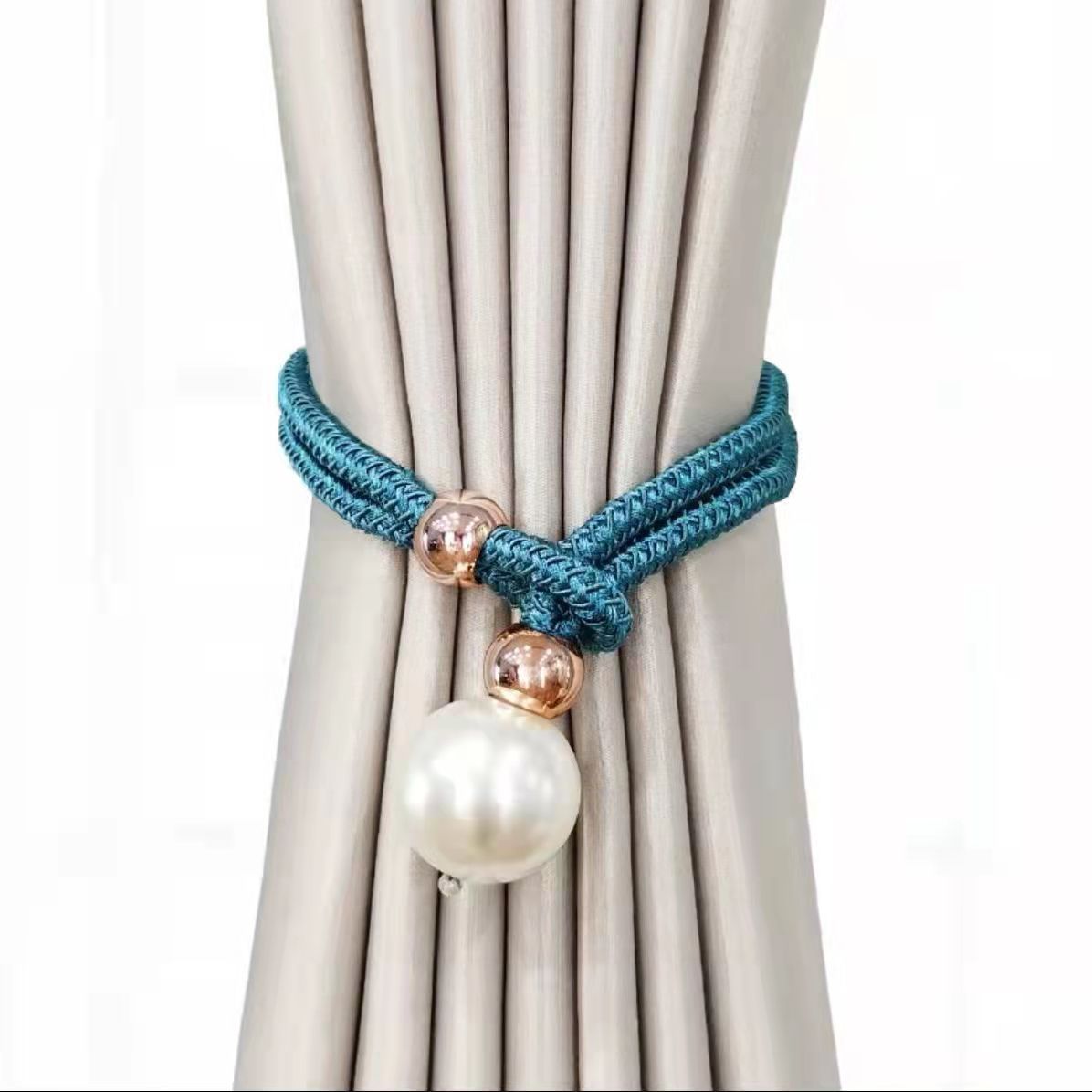 1Pc Heavy Curtains Clamps Curtain Holder Pompom Tieback Clips Hanging Balls Tie Back Home Decoration Accessories: Blue