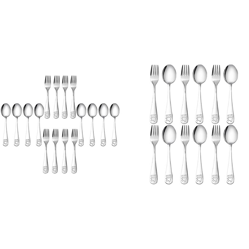 Kids Silverware Stainless Steel Children's Safe Flatware Little Bear Child Spoon And Fork Set Toddler Utensils