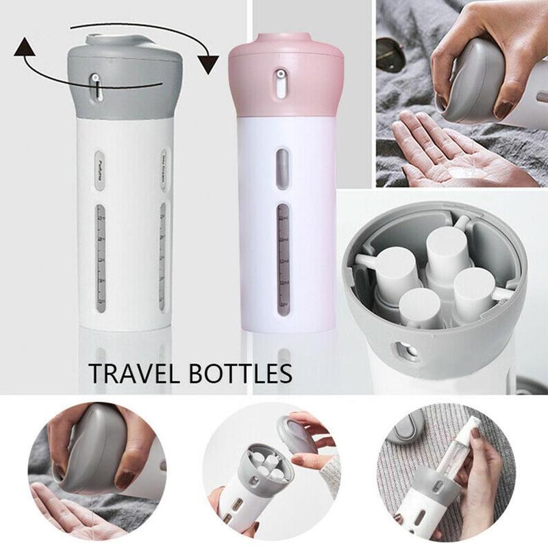 Populær draagbare 4 in 1 lotion dispenser fles draaien lotion shampoo douchegel sub-fles reise emulsie bottelen