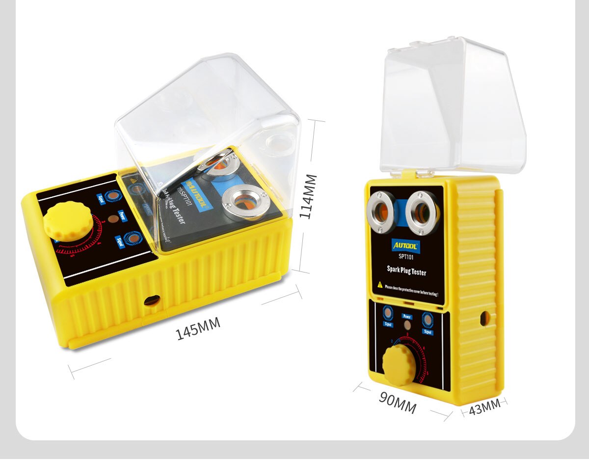 AUTOOL SPT101 Car Spark Plug Tester with Auto Adjustable Double Hole Detector Ignition Plug Analyzer 110V 220V for 12V Vehicles