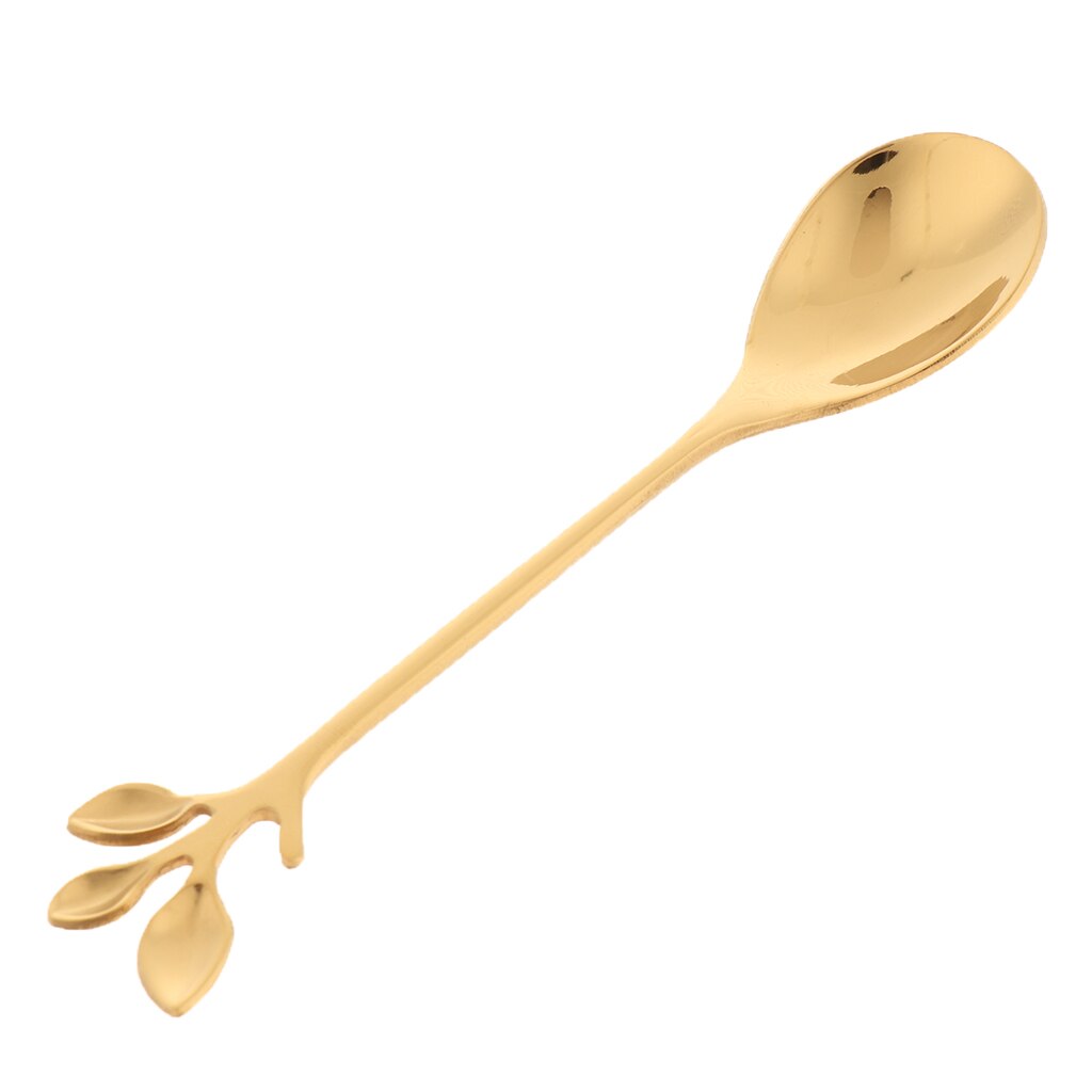 Roestvrijstalen Theelepel Kleurrijke Koffie Lepel, 12Cm Thee Lepel Mengen Lepel Suiker Lepel, Creatieve Premium Theelepel, regenboog: Golden