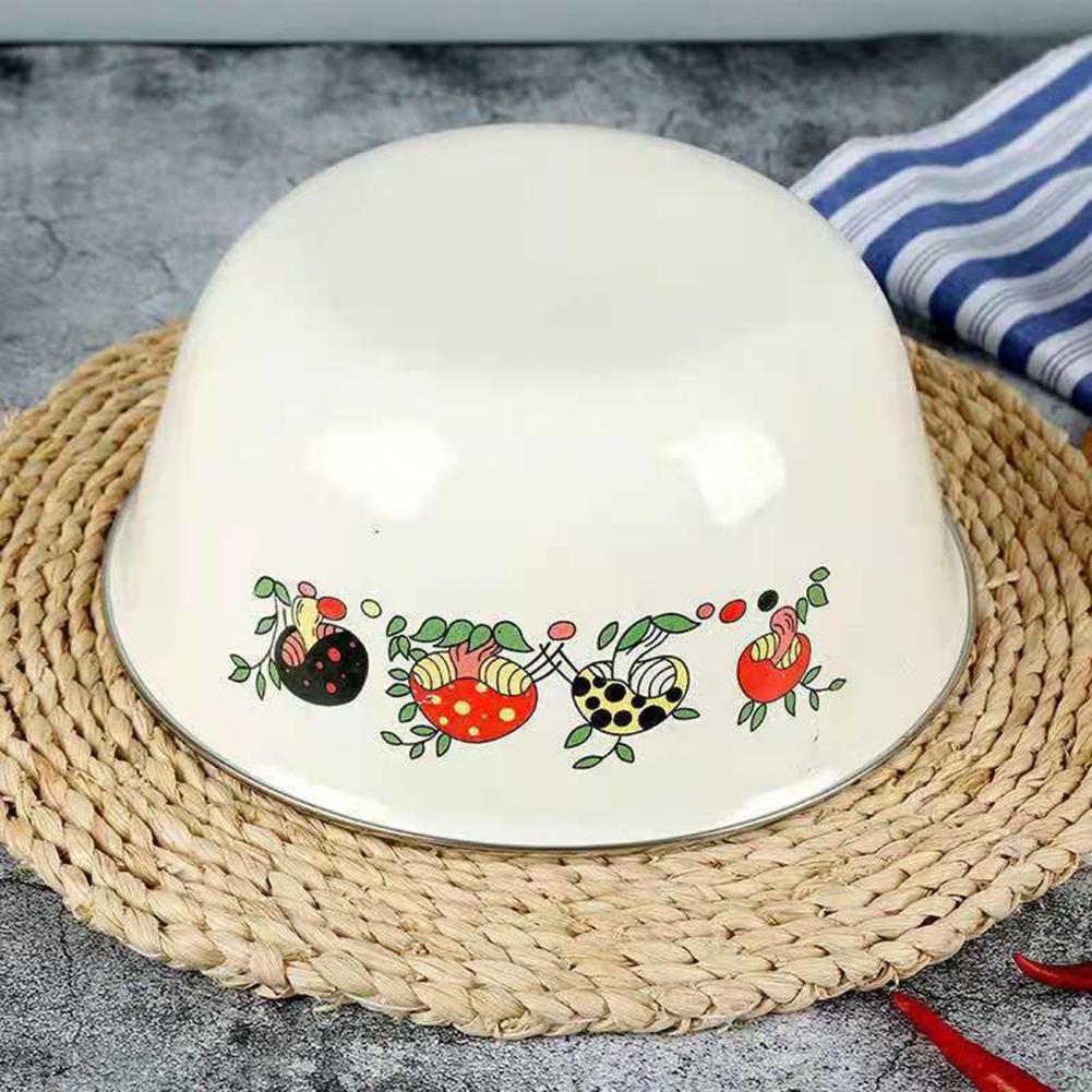 Durable Enamel Bowl Nostalgic Rice Basin Thickened Easy Clean Food Containers Enamel Basin