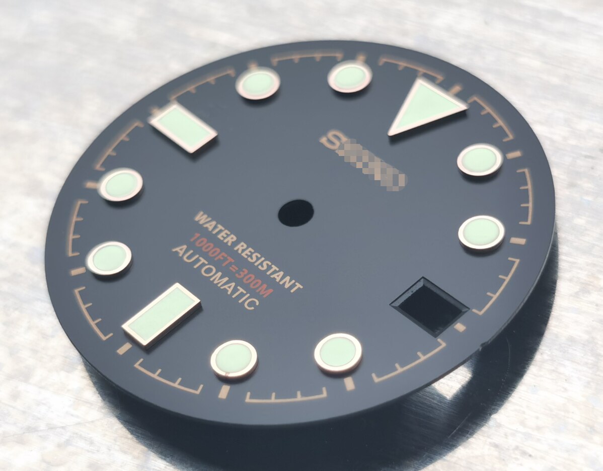 Horloge Onderdelen 28.5Mm Groen/Zwarte Wijzerplaat Lichtgevende Marks Geschikt Voor NH35 Automatische Beweging