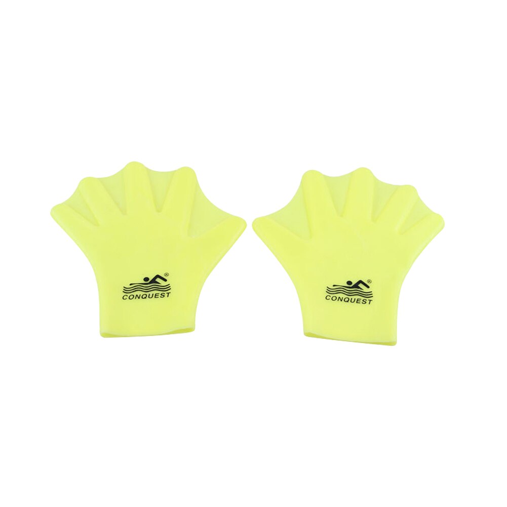 Aletas cerradas para exteriores para adultos y niños, manoplas de silicona para dedos, para buceo, Entrenamiento de natación, 1 par: YELLOW / Children