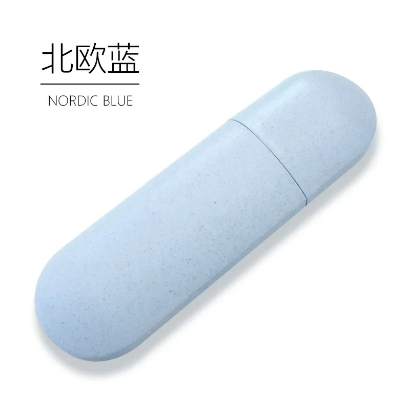 Kannettava hammasharjateline matkahammastahna hammasharjan järjestäjälaatikko suojaa kantta vehnän olkihammastahnaa pölyn säilytyskotelo: Sininen