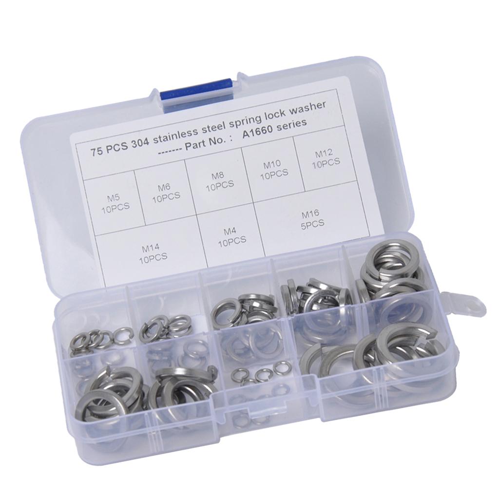 Split Lock Spring Washers - M3//M5/M6/M8/M10/M12/M14/M16 - Stainless Steel