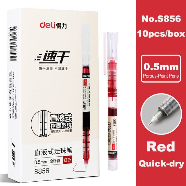 Deli-Juego de bolígrafos Rollerball, bolígrafos de Gel de tinta de secado rápido de 0,5mm, negro, azul y rojo, suministros de papelería, bolígrafo de firma de escritura para estudiantes, 6/10 Uds.: YELLOW