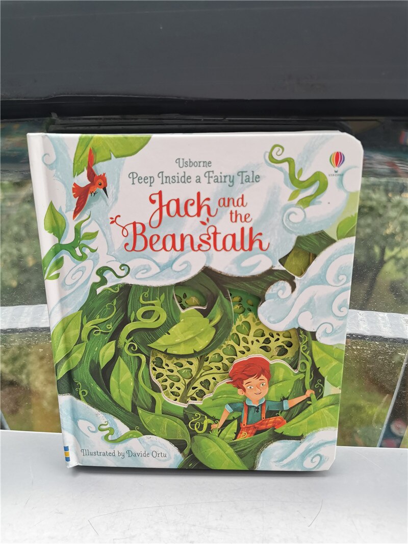 3D Engligsh Peep Libri di 14 pagine di Cartone con Hollow includono Animali Giardino Dinosauro per I Bambini Prima di Coricarsi Libro di Storia 19.5*16.5 centimetri: jack beanstalk