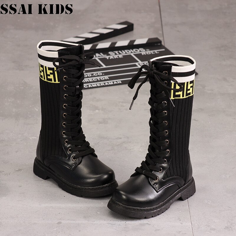 SSAI freundlicher frühling herbst neue freundlicher elastische socken schuhe Baby Mitte-rohr stiefel mädchen prinzessin stiefel mädchen schuhe