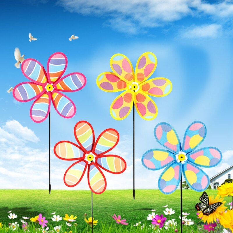 4pcs Colorful 6 Blade Wind Spinners Lawn Pinwheels Windmill Party Pinwheel Toys N7MD