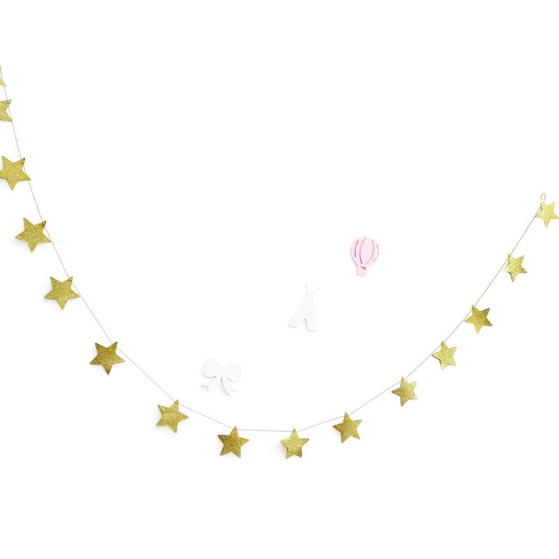 Gold Stars Hanging Decoration Crib Net Garland Children&#39;s Rooms Mosquito Nets Sparkling Star Garland Bunting for Weddings Party: Gold