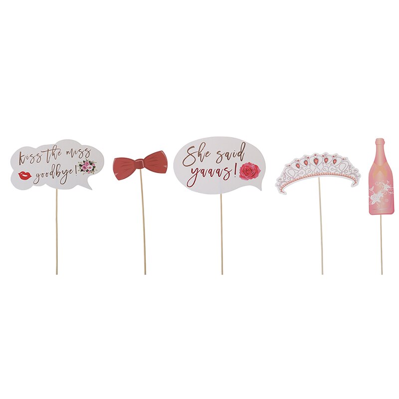 23PCS Bachelorette Party Wedding Pink Team Bride To Be Hen Party Birthday Selfie Gold Photo Props Photo Booth Props