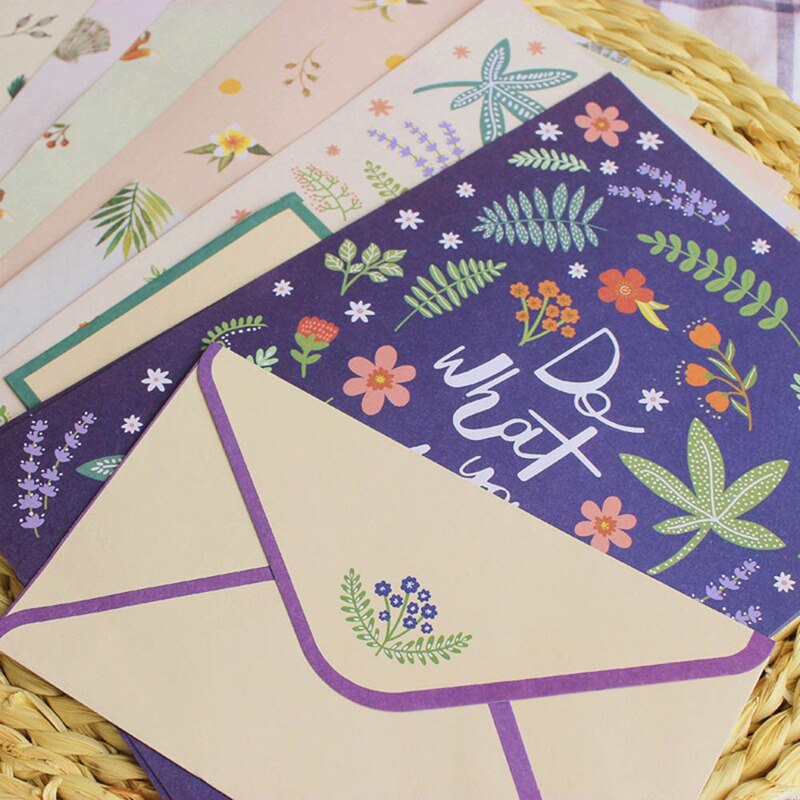 Papeterie coréenne enfants enveloppe finement fleur Animal lettre Pad ensemble papier lettre + enveloppes ensembles papier à écrire