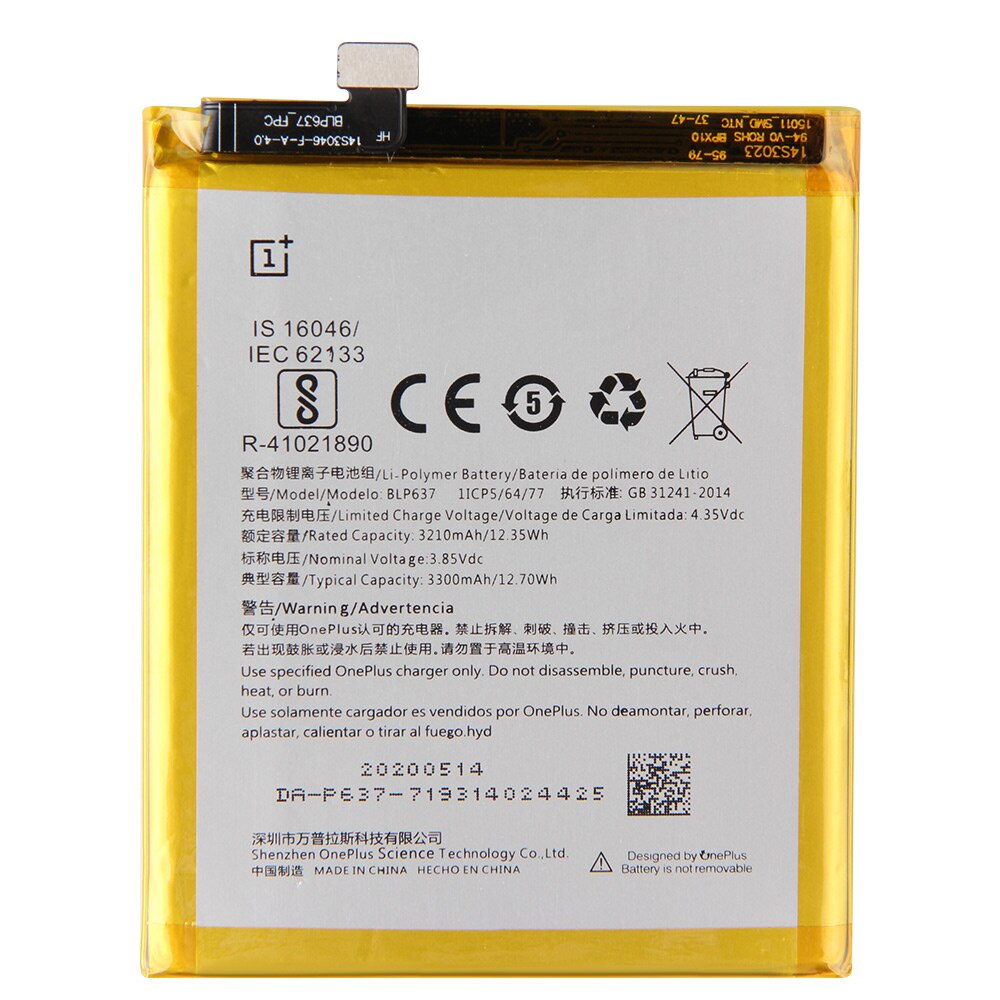 OnePlus Original Telefon Batterie BLP637 Für OnePlus 5 5T 6 6T 7T 7T Pro BLP571 Für onePlus 1 2 3 3T BLP685 Für OnePlus 7 7 Pro