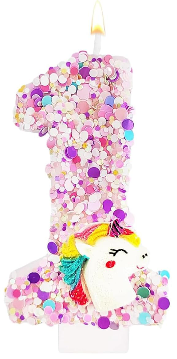 0-9 Number Birthday Candle,Happy Birthday Cake Candle， Unicorn Themed Party Supplies: Grape