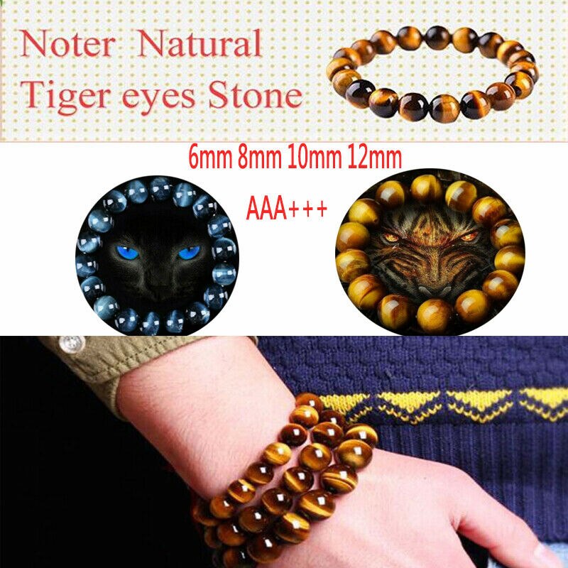 6/8/10/12Mm Natuurlijke Tiger Eye Crysta Kralen Stone Armbanden Voor Mannen Vrouwen Natuurlijke Kraal armband Boeddha Ketting Armbanden Unisex