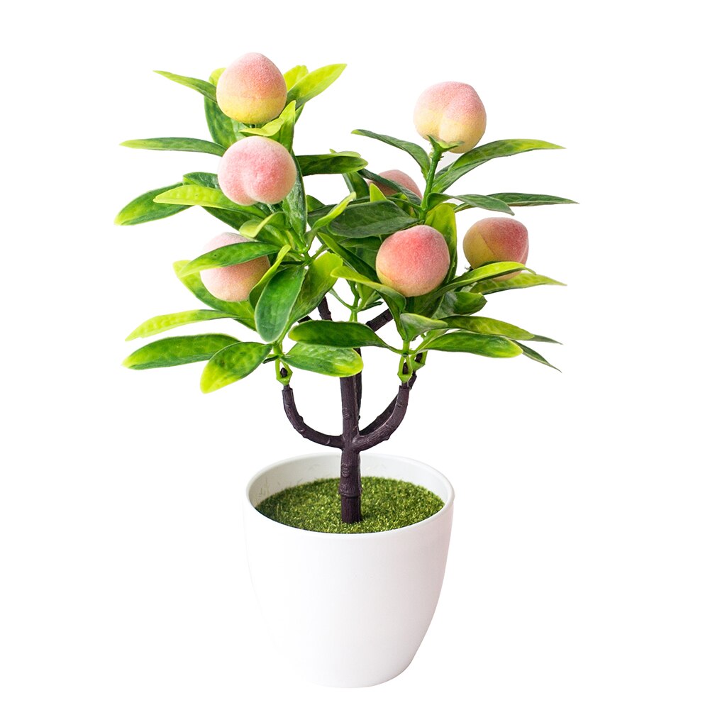 1pc kunstmatige fruitbomen bonsai bruiloft feest thuiskantoor bureau bonsai decoratie aardbei sinaasappel chinese bessen chili appel perzik t: Perzik