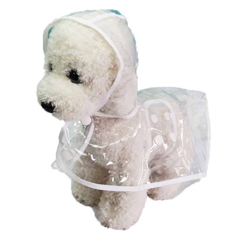 Udendørs hund vandtæt regnfrakke til hvalp gennemsigtig kæledyr hund regnfrakke kæledyr sommer tøj kæledyr regnvejrsdag rejseudstyr lille: Hvid / L