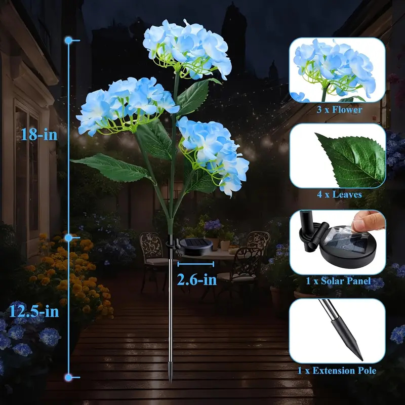Tuinverlichting op zonne-energie Buitenverlichting, kleurrijk hortensia kunstbloemlicht op zonne-energie voor tuinpaddecoratie