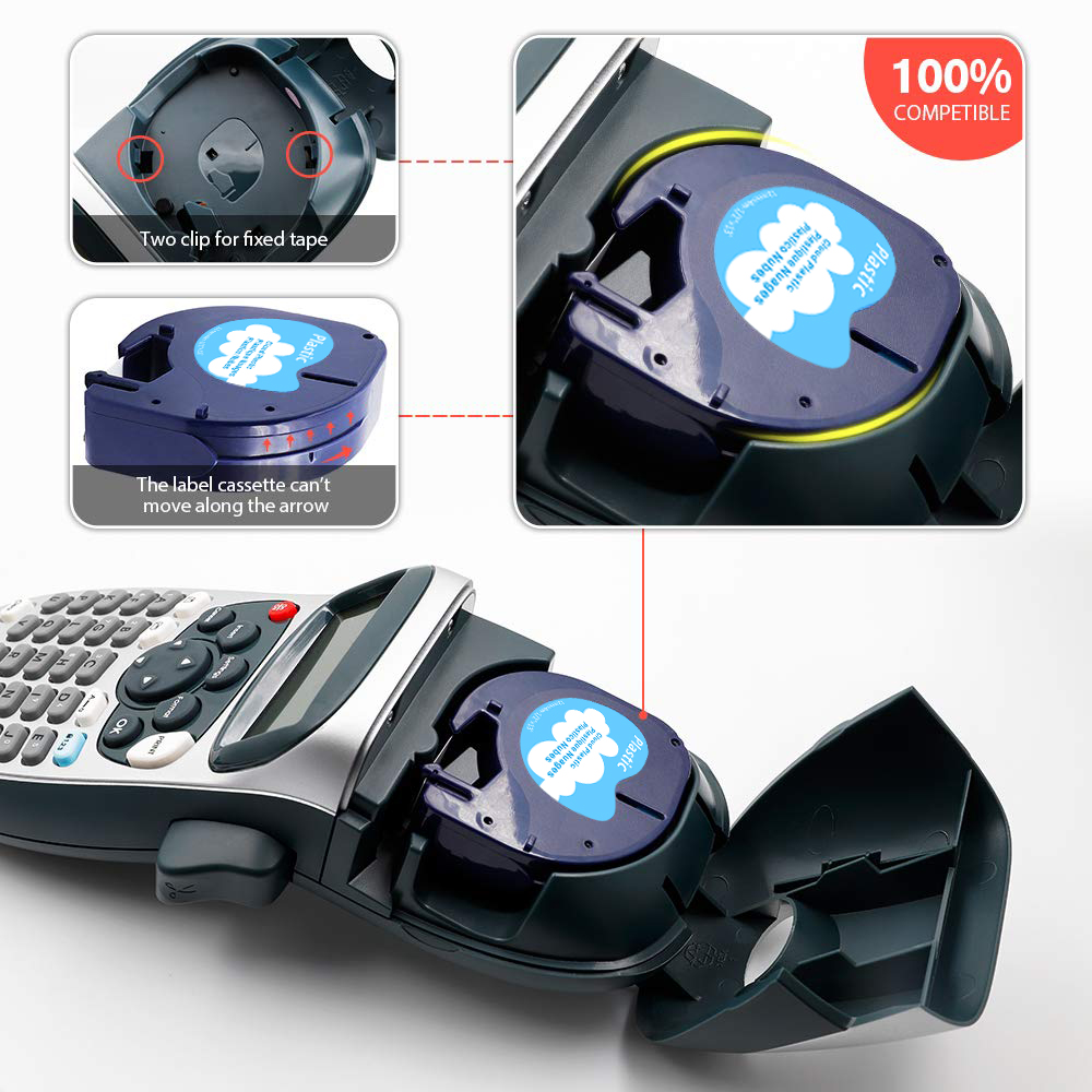3 Stks/partij Compatibel Voor Dymo Letratag Vullingen Patroon Label Letratag Plastic Tapes Voor Dymo Letratag Plus LT100H LT100T QX50