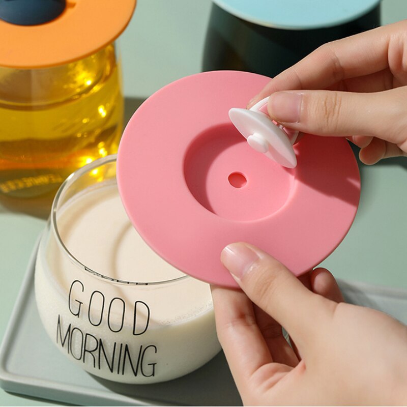 1pc Cute Cat Rabbit Ear Silicone Cup Lid Leak Proof Dust Proof Mug Ceramic Tea Cup Water Cup Lid Home Table Decorations