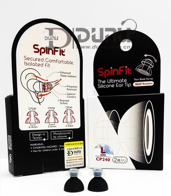 1 paar (2 stuks) SpinFit CP220 CP230 CP240 360 Gedraaid In-Ear Oordopjes Gepatenteerde Siliconen Oordopje Innovatieve Technologie Oordopjes: CP240 L