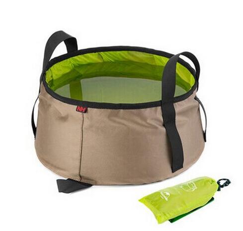 Naturehike 10L portátil al aire libre redondo plegable agua lavabo Camping Picnic Oxford Wash Bucket Bag lavabo ultraligero: Green