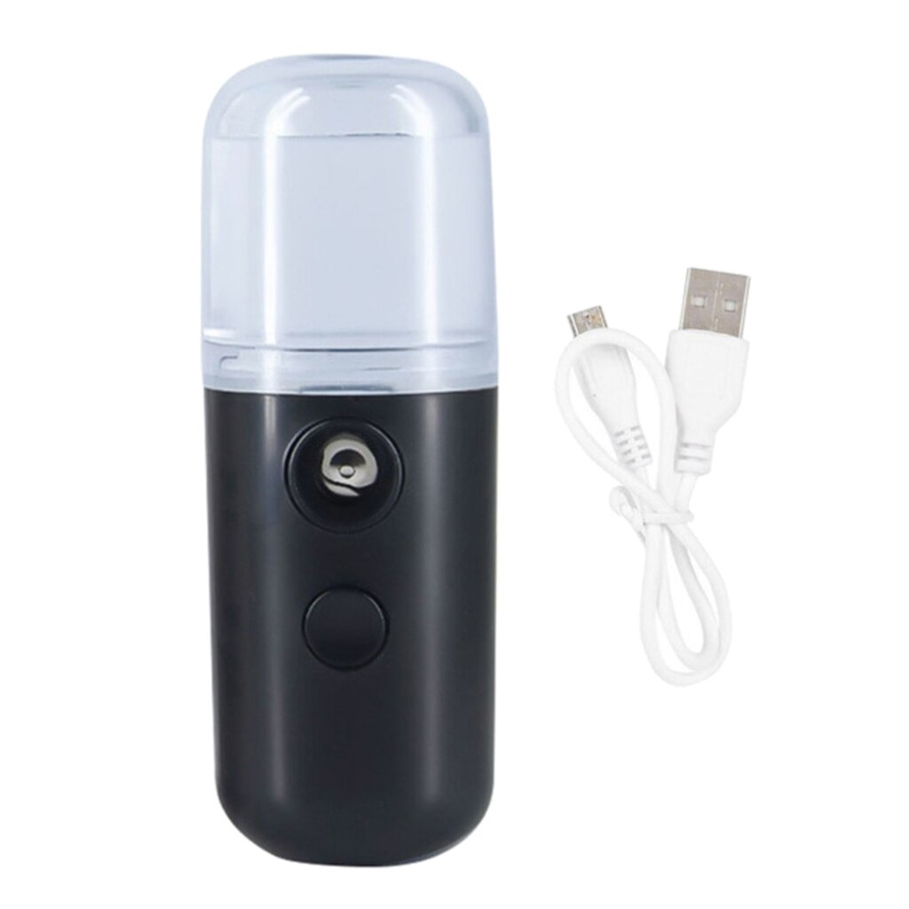 Portable USB Nano Mist Sprayer for Disinfecting & Face Hydration Beauty Device Nano Handy Mist Spray Facial Steamer Sprayer: Black