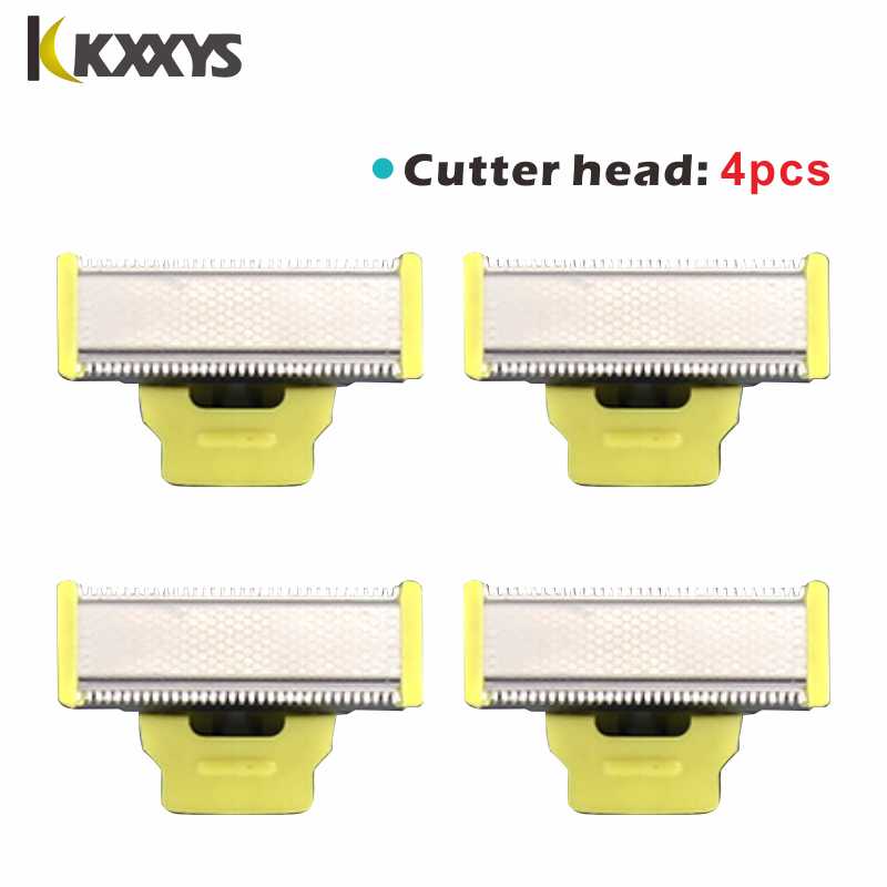 One Blade Hybrid Electric Trimmer Razor Shaver Waterproof Washable Beard Grooming Body Hair Groomer for Men and Women: Head 4pc