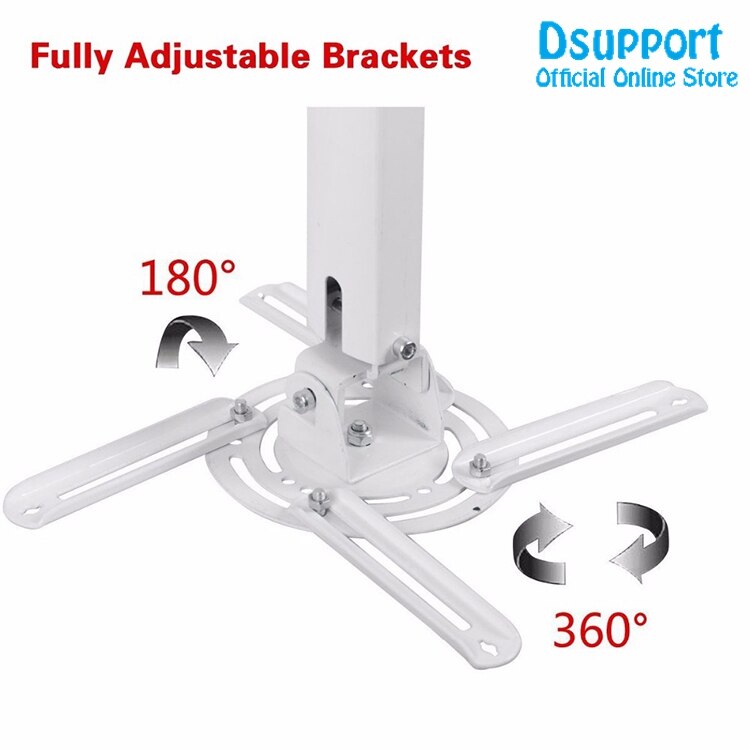 Universal Projector Ceiling Mount Bracket White Fits both flat Vaulted ceiling Height Adjustable Projector hanging bracket PR05