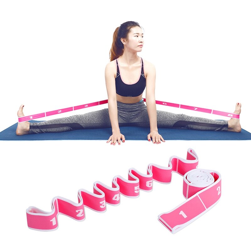 2 Pcs Yoga Stretching Belt Fitness Yoga Pilates Elastic Band 8 Loop Elastic Nylon Latex Tape Stretching Belt