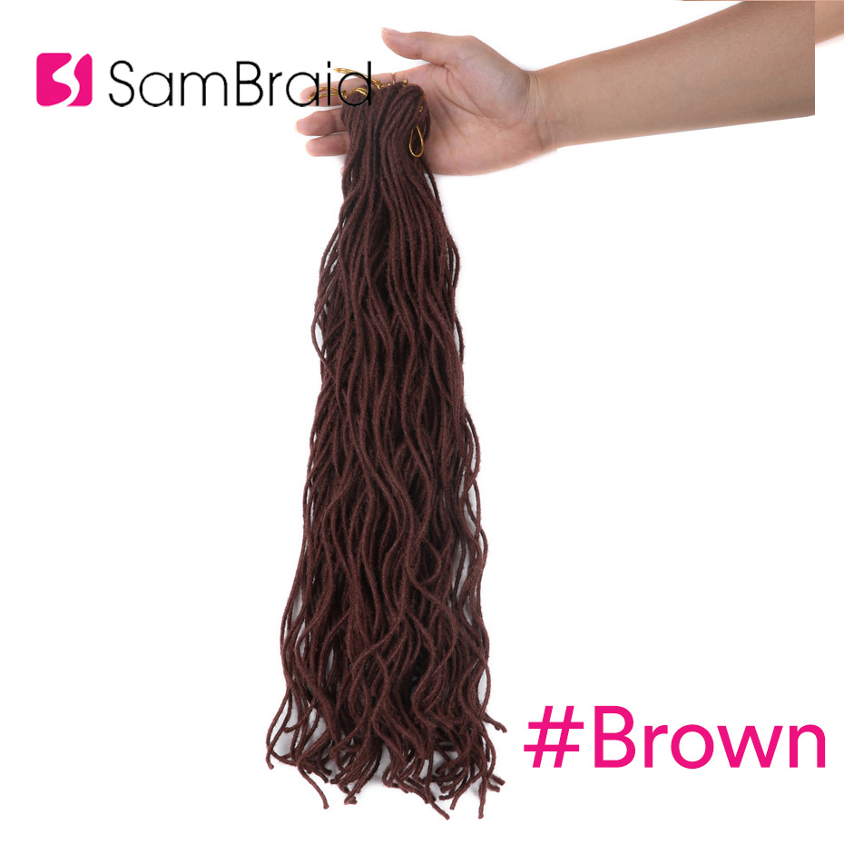 SAMBRAID Natural Faux Curly Locs Crochet Braids Curly Crochet Hair Extensions 20 Inch Soft Dreadlocks Hair Synthetic Hair: Brown / 3Pcs/Lot