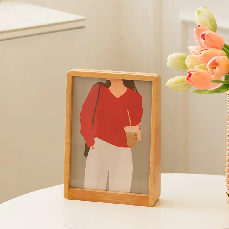 Marco de fotos acrílico original, marco de fotos artístico nórdico de madera maciza Para sesión de fotos, decoración del hogar, Cuadros Para Fotos: 8 pulgadas / BLANCO