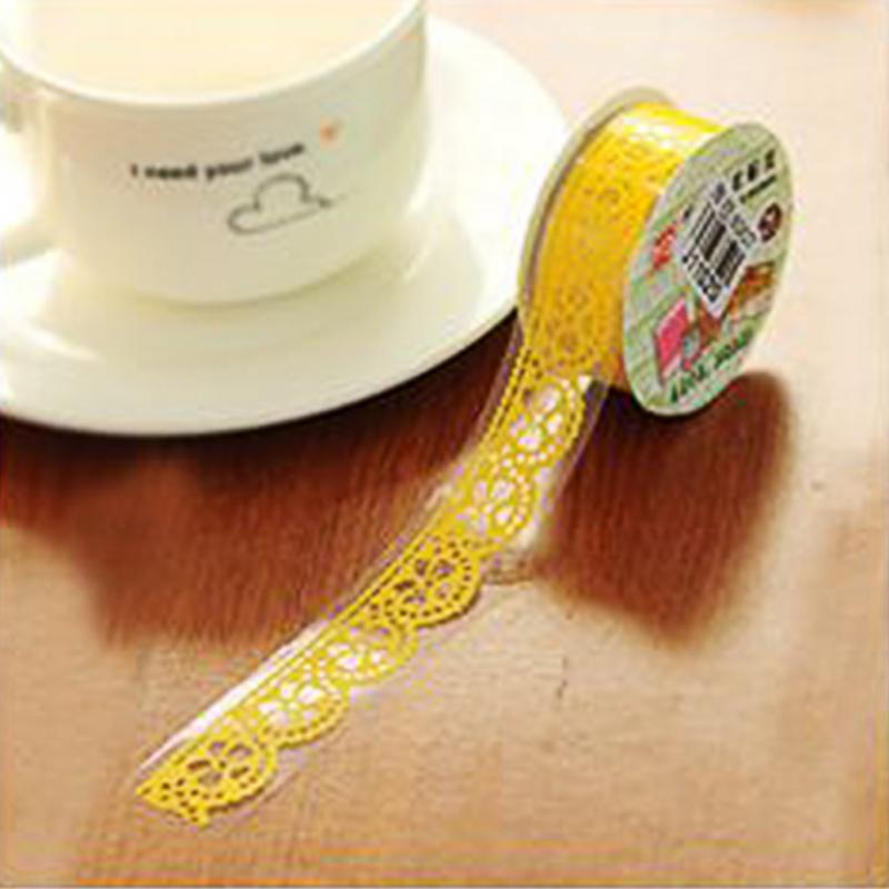 Kawaii cinta adhesiva de encaje de colores para decoración de álbum de fotos, decoración del hogar, cinta autoadhesiva de plástico